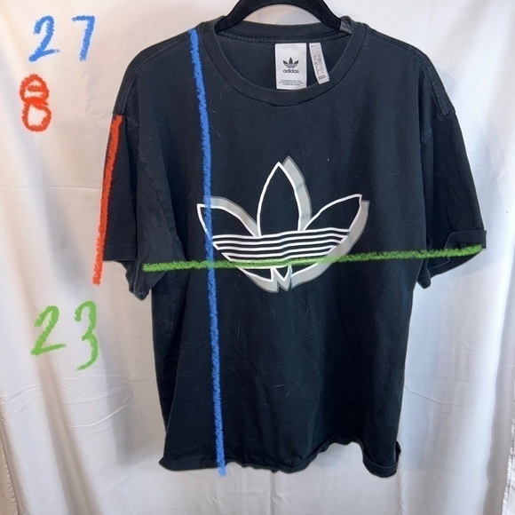 Adidas Shirt Original Shadow Outline Trefoil Logo Graphic Tee Short Sleeve Top - Picture 6 of 6